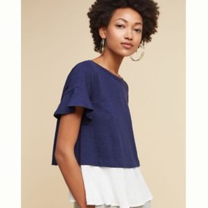 Anthropologie Layered Button-Back Top